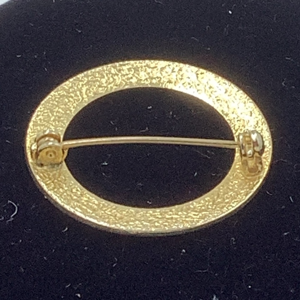 Gold-tone Patterned Circle Pin - Picture 7 of 7